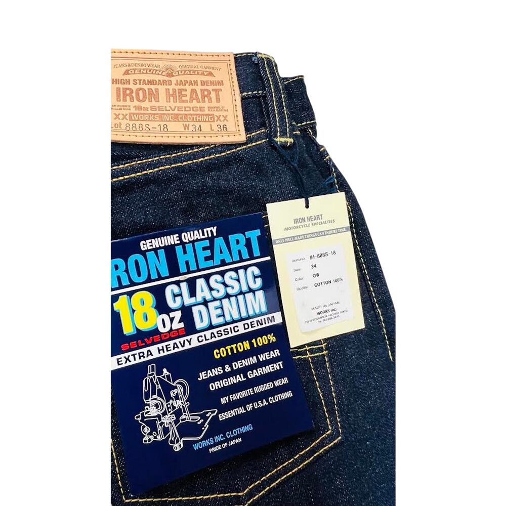 NWT! Iron Heart IH-888S-18 High Rise Tapered Denim 44W x 36L - Picture 10 of 13